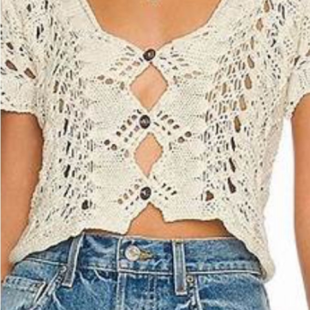 NWT Free People Jill Cardi Knit Top